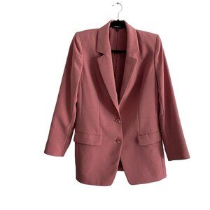 Express Women M Melon Pink Single Breasted Longline Oversized Boyfriend Blazer